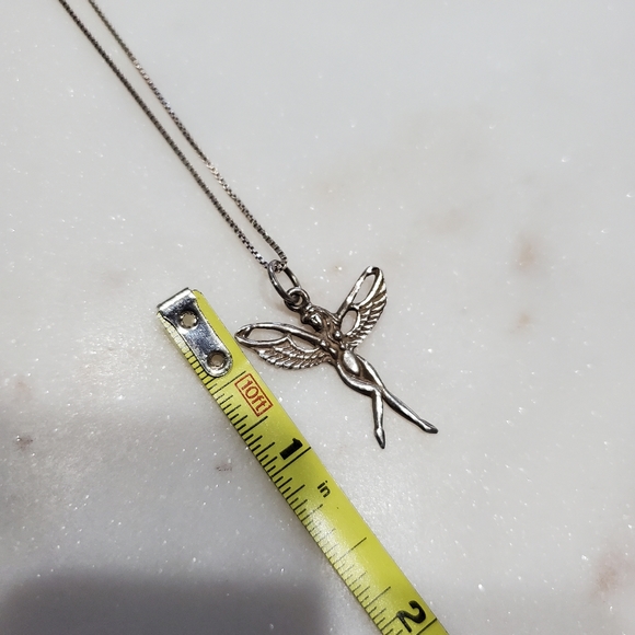 Y2K 925 Solid Sterling Silver Fairy Pendant Sterling Box Chain Women's Jewelry - Picture 5 of 8